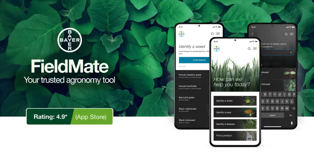 FieldMate web banner. Strapline: "Your trusted agronomy tool"